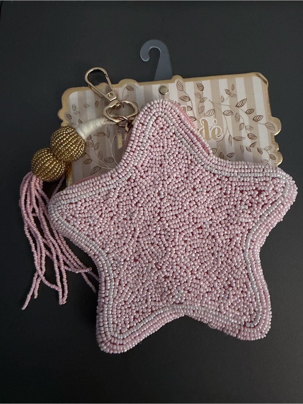 Pink Beaded Star zippered pouch - Picture 2 of 9